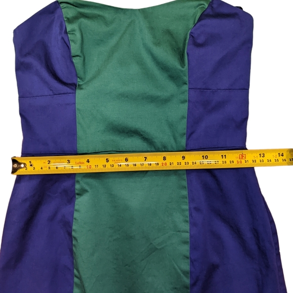 French Connection Colour Block Green Purple/Blue Strapless Mini Dress US 6 - Picture 4 of 15